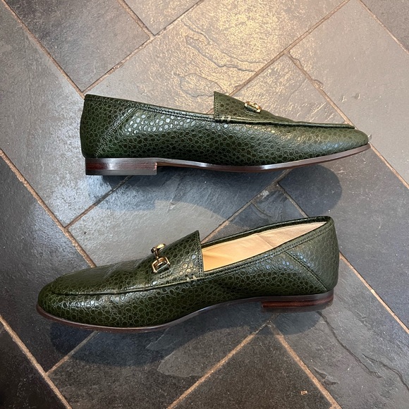 Sam Edelman Loraine Deep Emerald Pebbled Crocodile leather loafer green size 8.5 - Picture 4 of 5